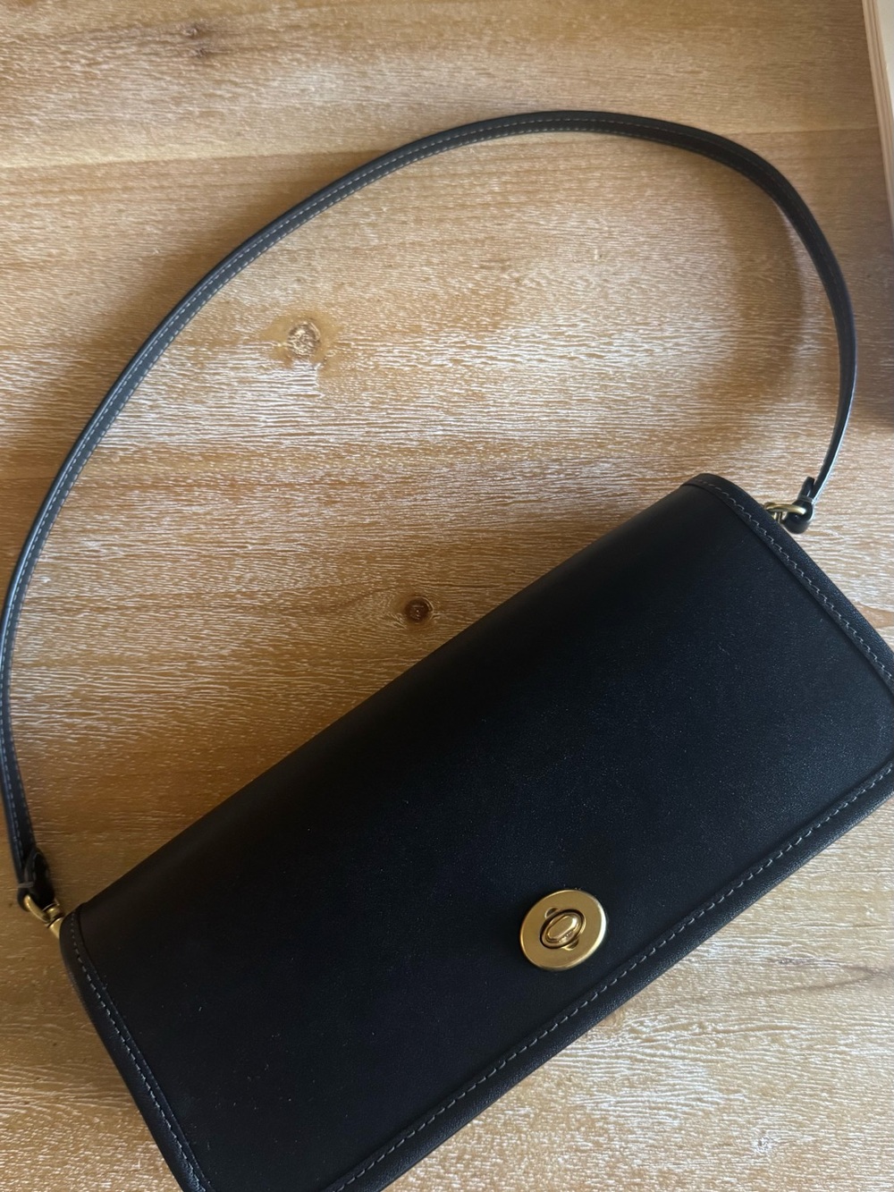 Coach Dinky 1974 Black Shoulder Bag with Gold Hardware